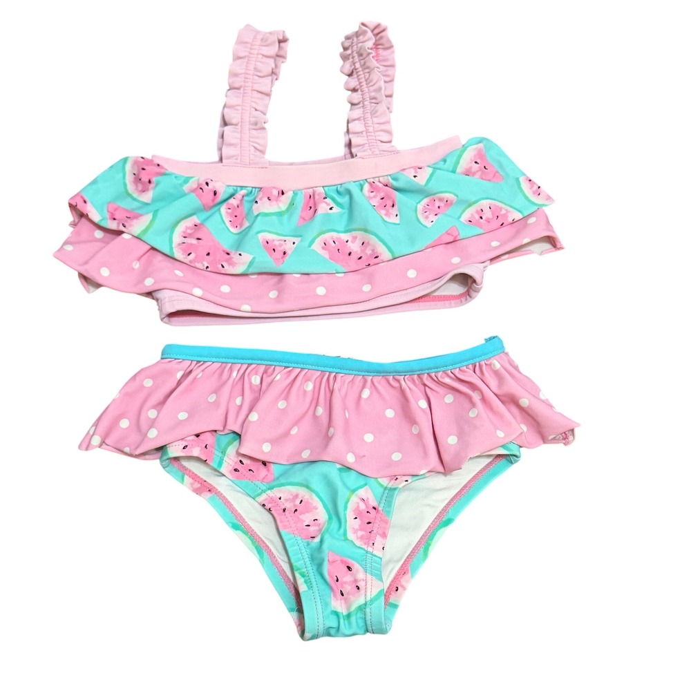 Matilda Jane Girls 4 Watermelon Polka Dot Ruffle Bikini Two Piece Swimsuit Beach